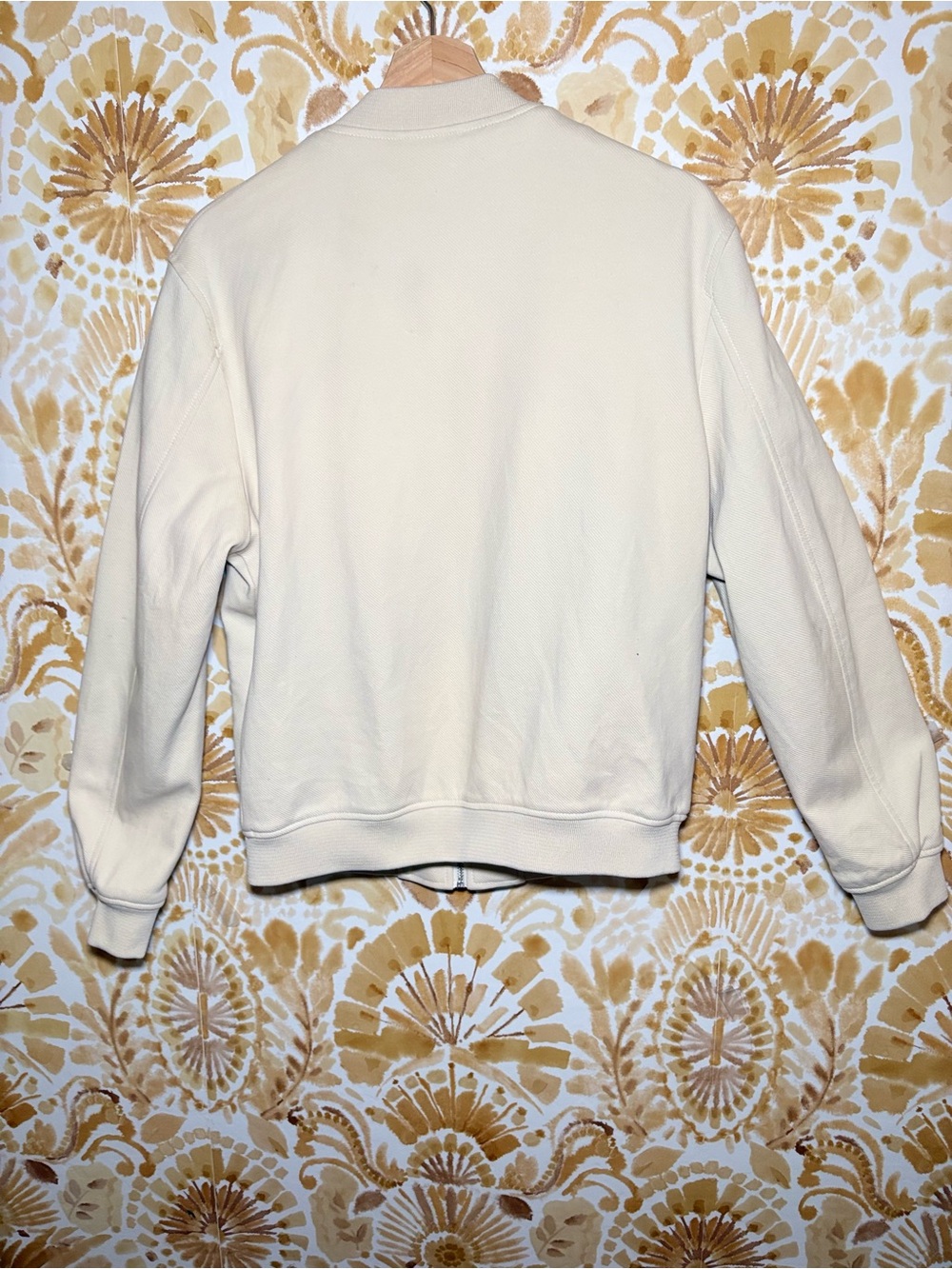 Zara Cream Textured Bomber Jacket | Zip Front | Minimalist Quiet Luxury | Size S - Picture 5 of 11